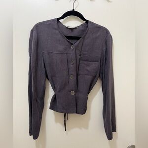 Women's Cynthia Max Gray Button-Up Blouse